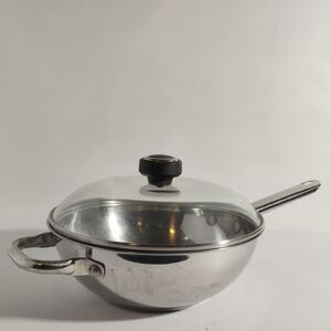 Wolfgang Puck 10” Wok Stir Fry 18/10 Stainless Cafe Collection with Lid